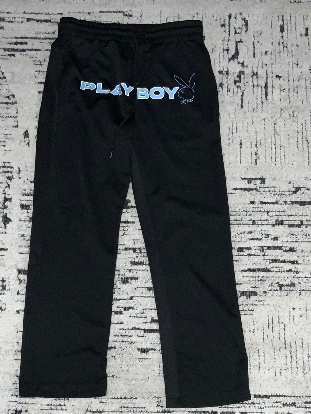 PacSun Black Track Pants with Light Blue Playboy Logo